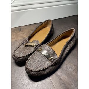 Coach Signature Olive Canvas Leather Loafers